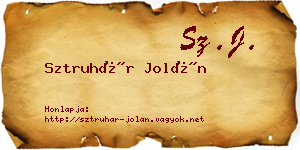 Sztruhár Jolán névjegykártya