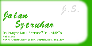 jolan sztruhar business card